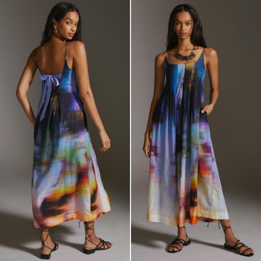 Anthropologie Nikki Pleated Maxi Dress | Anthropologie Painterly Tie Back Dress